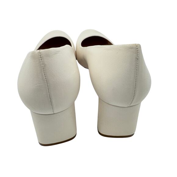 Stuart Weitzman Pumps Maeve Leather Block-Heel Women's Size 10 Cream‎ - Picture 5 of 10
